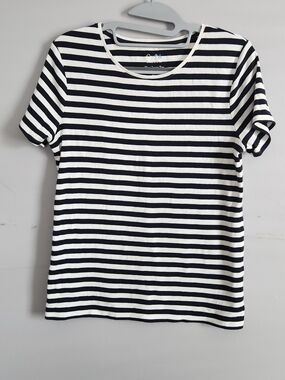 croft & barrow Black and White Striped Short Sleeve Tee